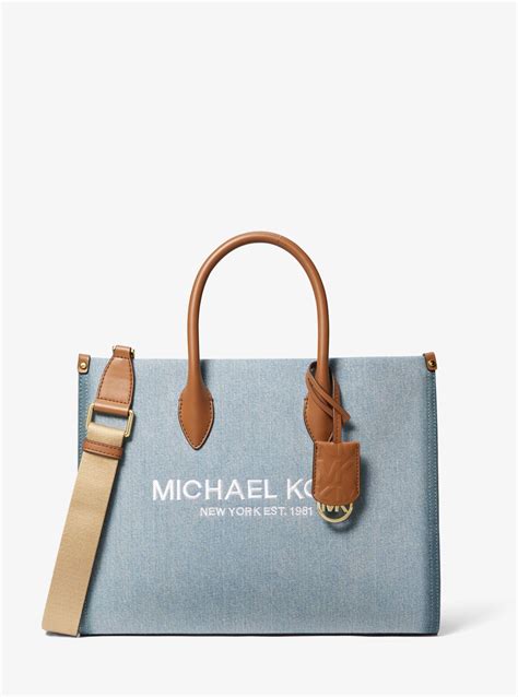 michael kors heart denim hand bag|mirella medium denim tote bag.